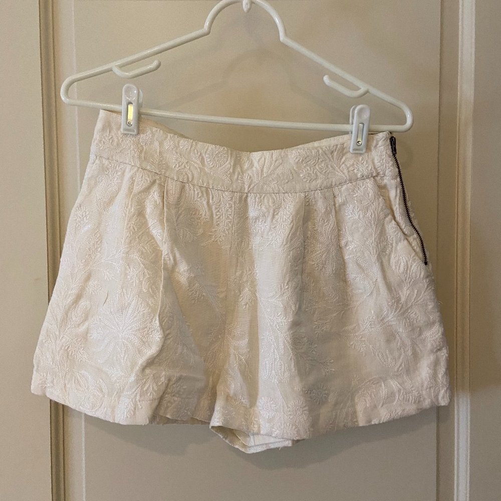 Joie Embroidered Cream Shorts